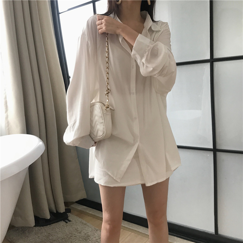 無地 シャツ ゆとりシルエット オーバーサイズシャツ