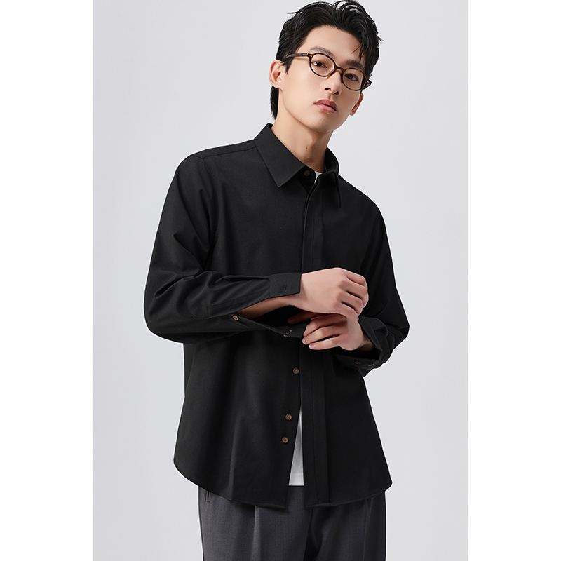 無地 シャツ シンプル美シルエット 長袖ドレスシャツ