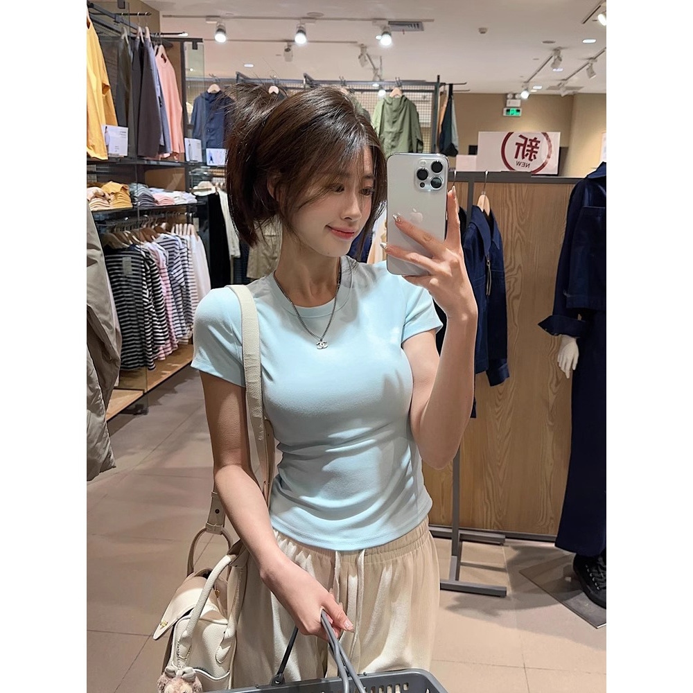 無地 Tシャツ シンプル美シルエット 半袖フィット