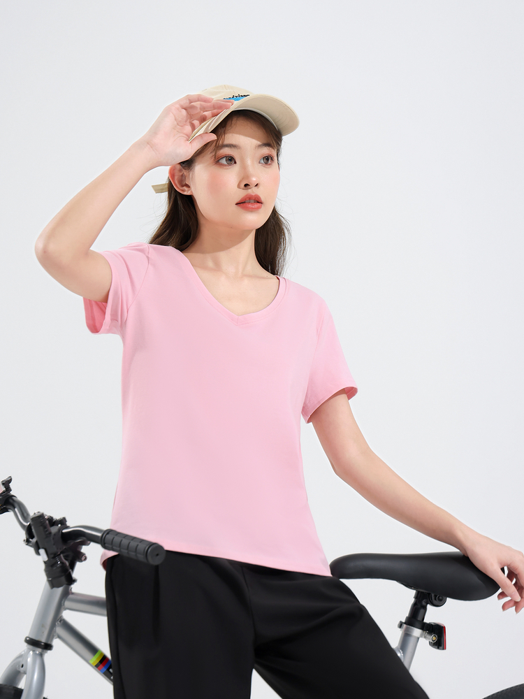 無地 Tシャツ シンプル 上質Vネック 半袖カットソー