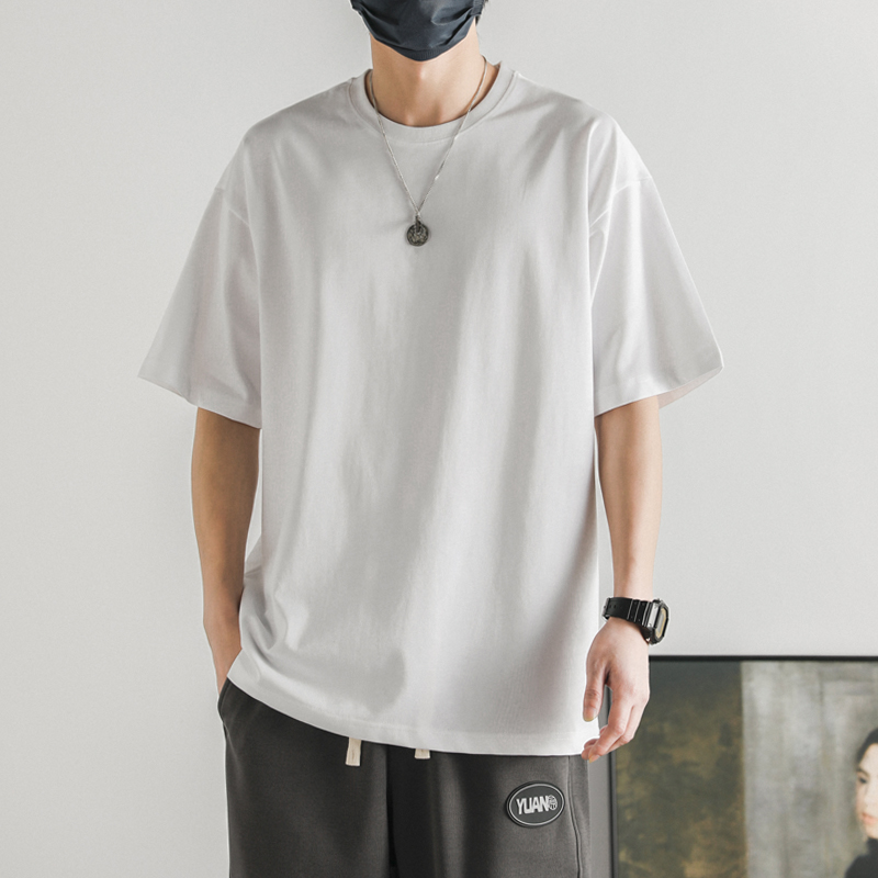 無地 Tシャツ シンプル無地ゆったりシルエット半袖Tシャツ