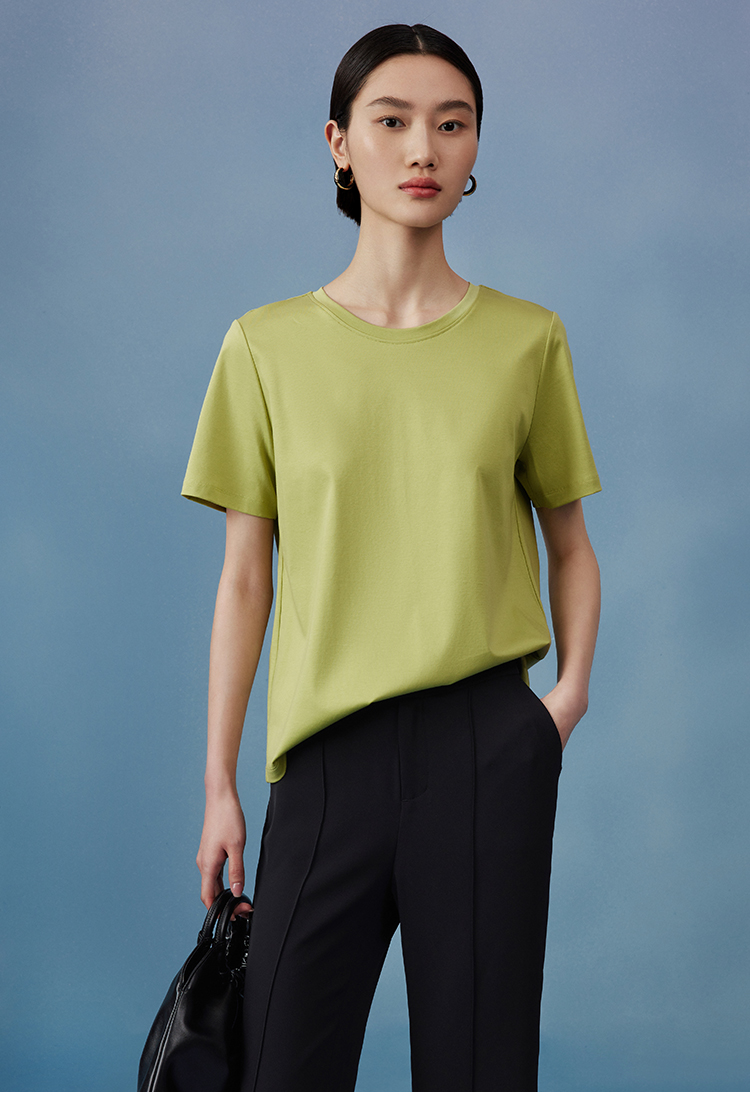 無地 Tシャツ レディース すっきりシルエット 上質素材 快適無地半袖