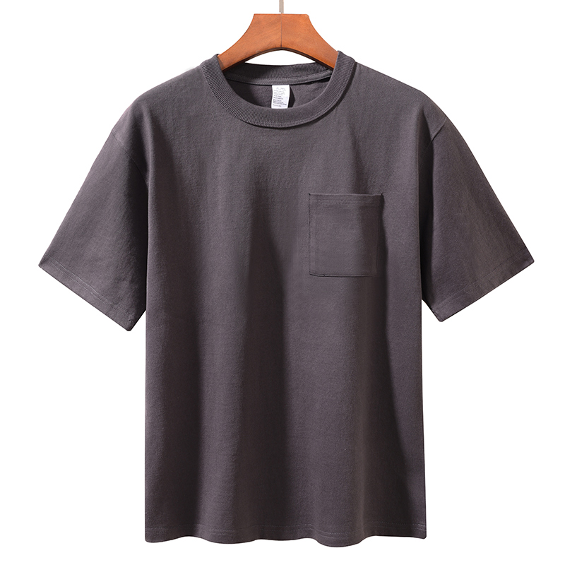 無地 シャツ 上質素材 胸ポケット付きカジュアルTシャツ
