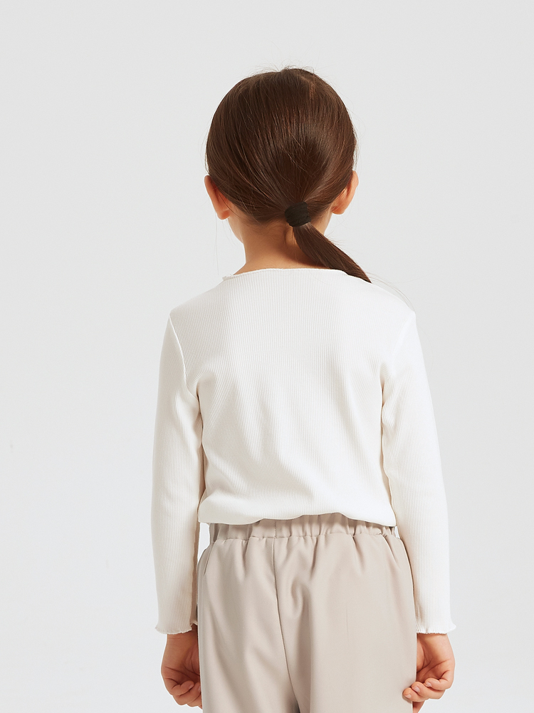 無地 Tシャツ お子様のための柔らか長袖リブ