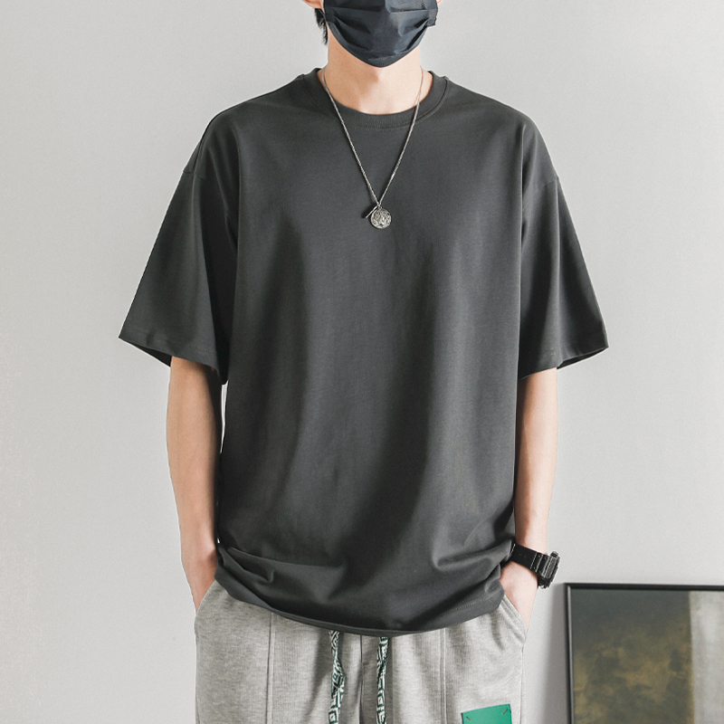 無地 Tシャツ シンプル無地ゆったりシルエット半袖Tシャツ