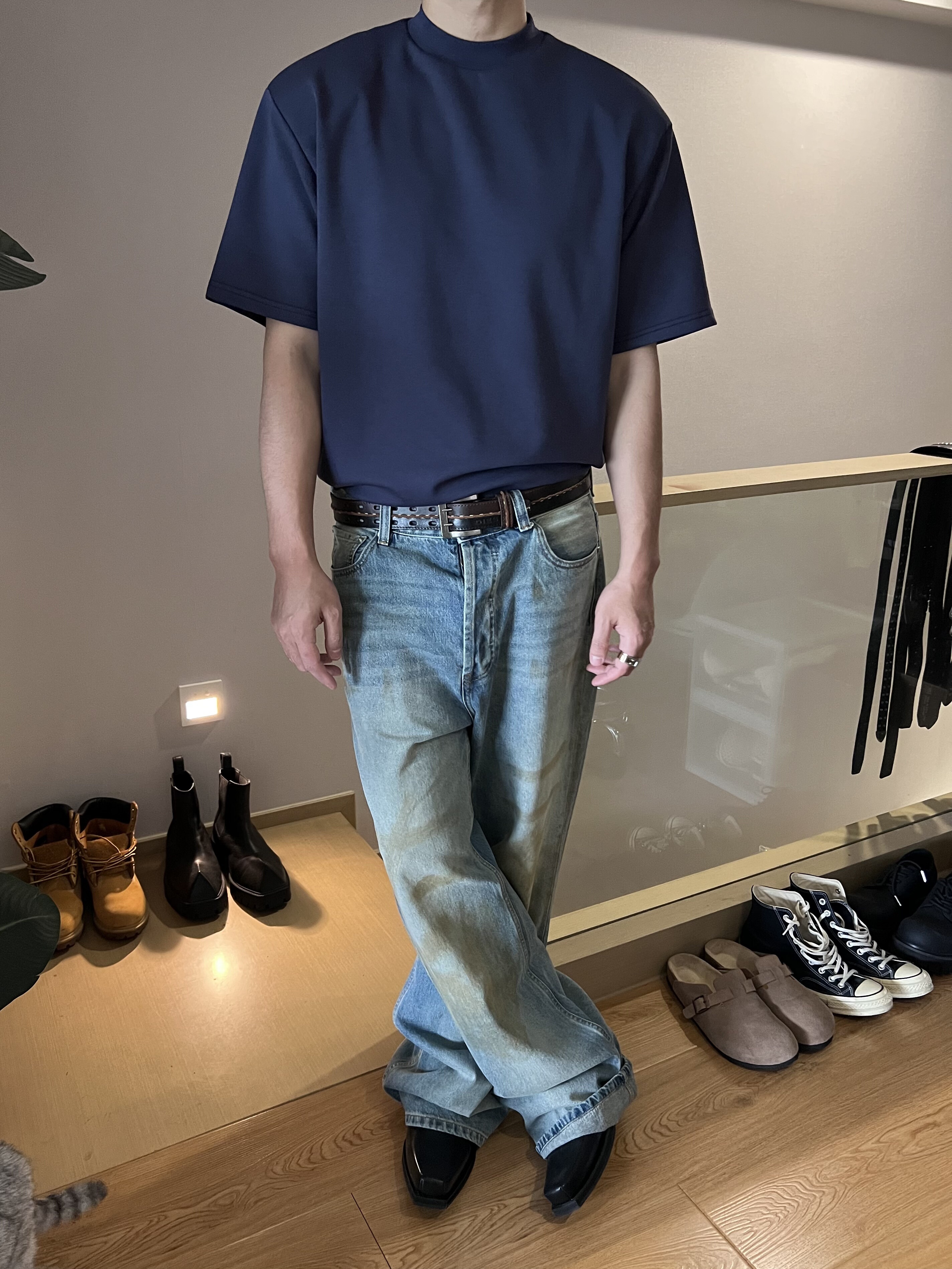 無地 シャツ オーバーサイズ ストリート 半袖シャツ