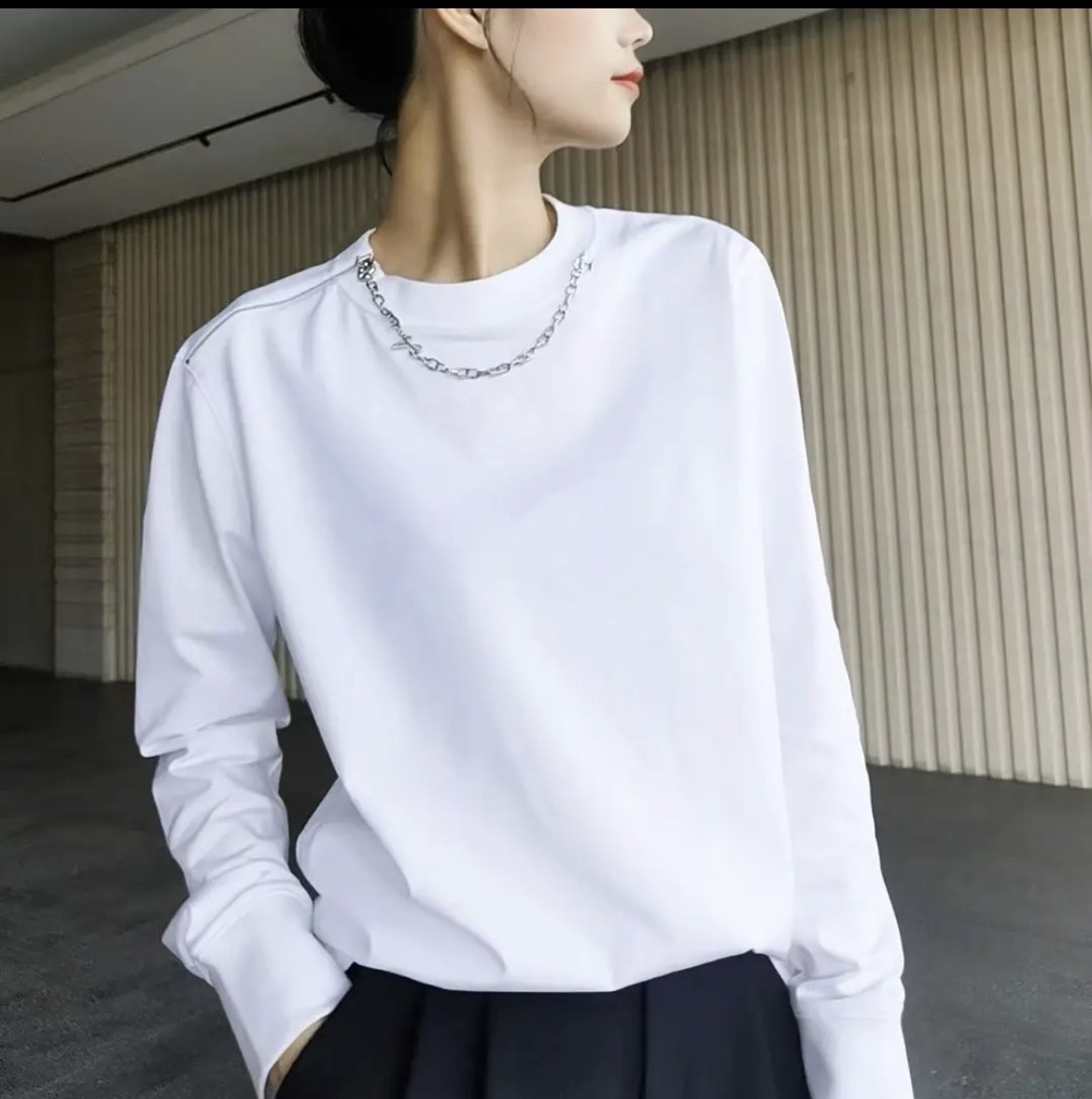 無地 Tシャツ すっきり丸首 長袖無地カットソー