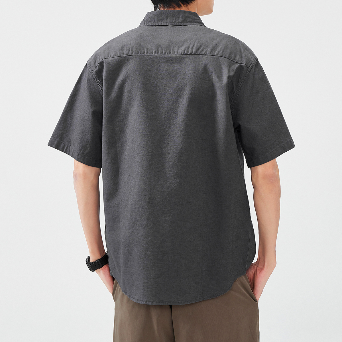 無地 シャツ シンプル半袖オックスフォードシャツ
