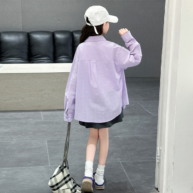 無地シャツ キッズ 子供用カジュアル長袖シャツ