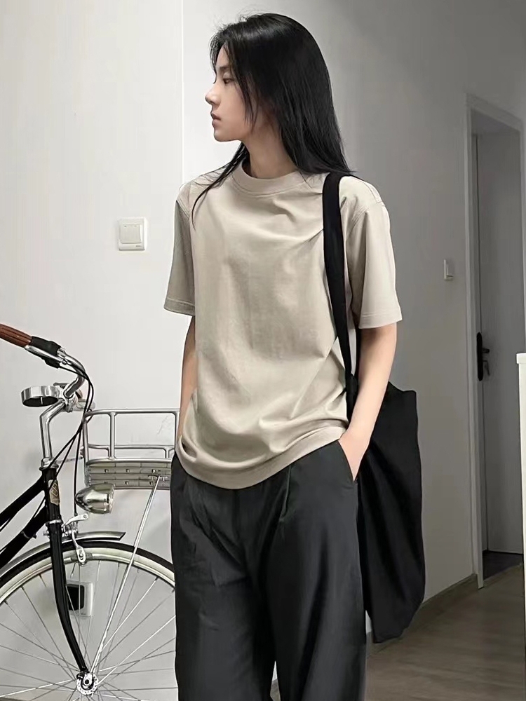 無地 シャツ ゆったりシルエット シンプル無地半袖シャツ