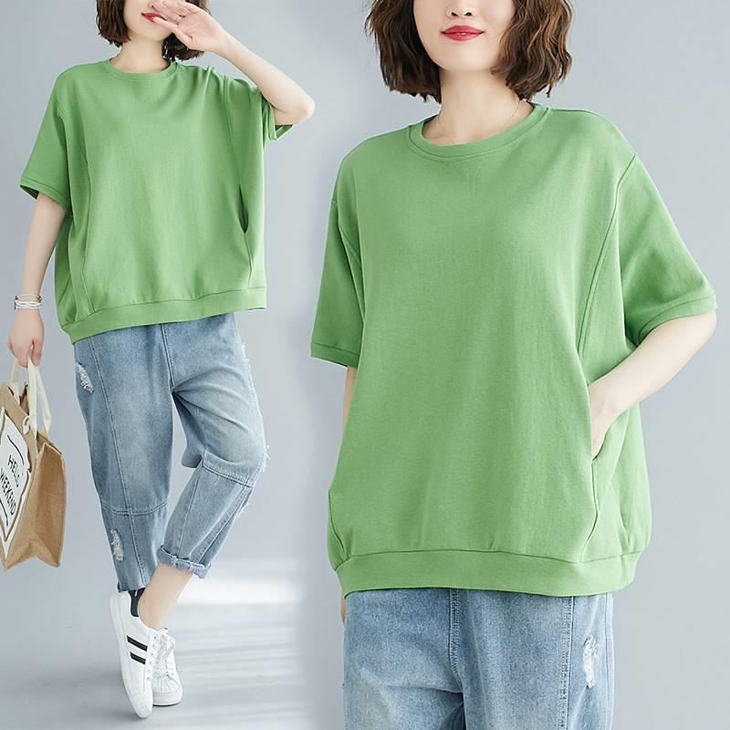 無地 Tシャツ ゆったりリラックス半袖プルオーバー
