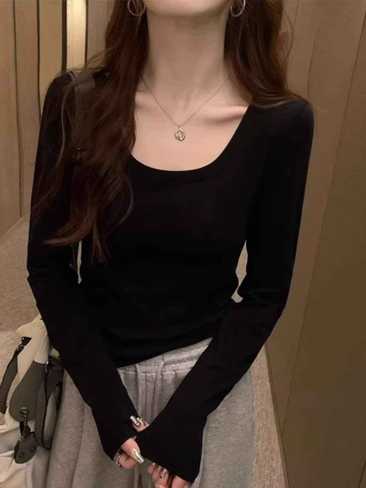 無地 Tシャツ なめらか美シルエット 長袖無地カットソー