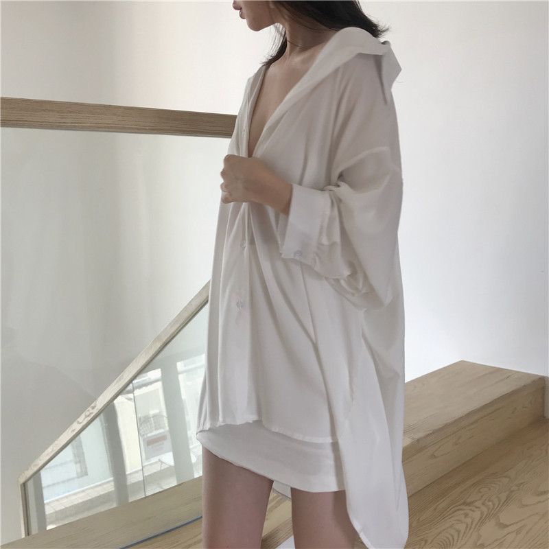 無地 シャツ ゆとりシルエット オーバーサイズシャツ