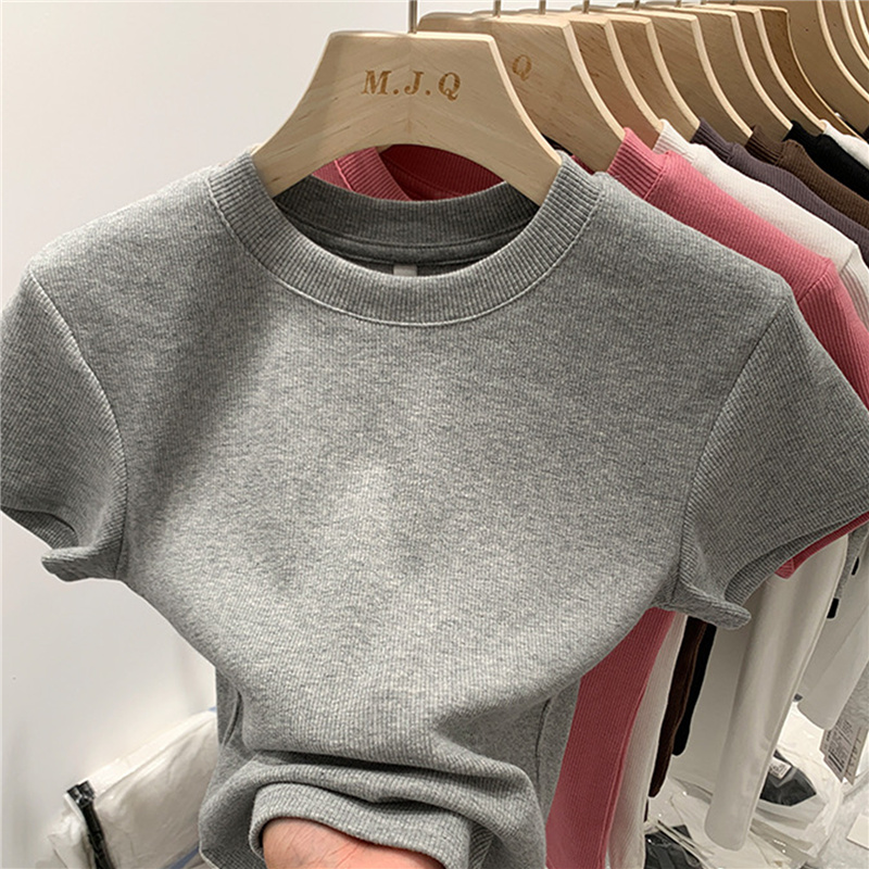 無地 Tシャツ リブ編み 上質ベーシック