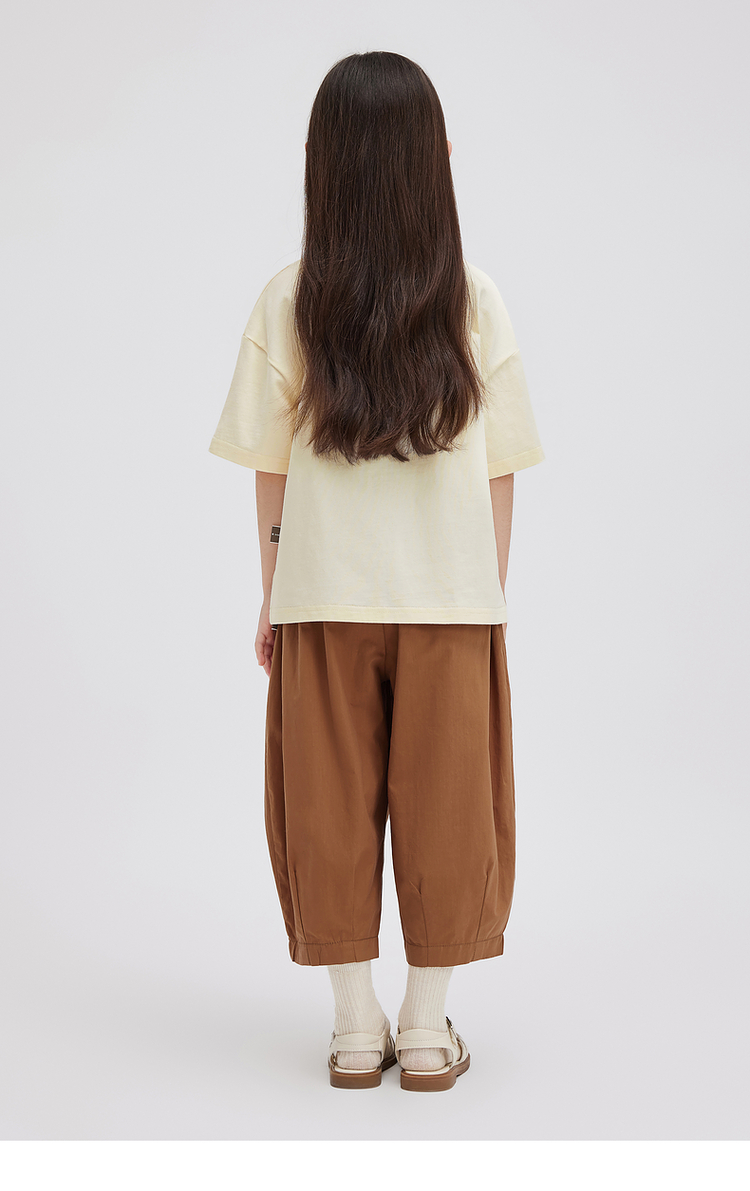 無地 Tシャツ キッズ 襟元の波型装飾がかわいい丸首半袖