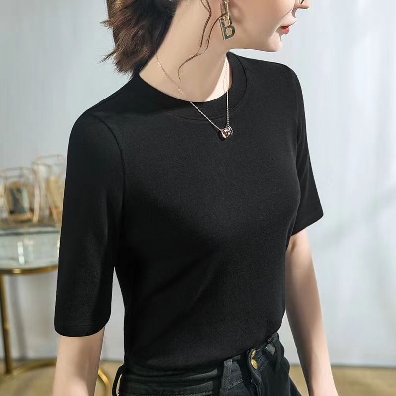 無地 Tシャツ シンプル五分袖インナーTシャツ