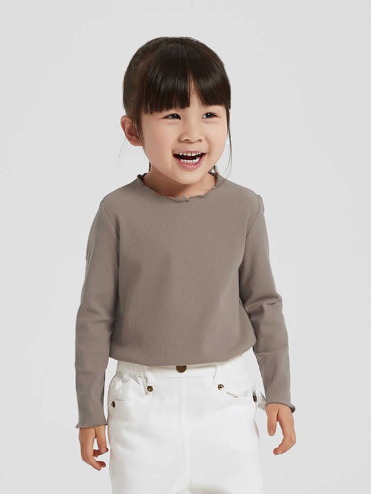 無地 Tシャツ お子様のための柔らか長袖リブ