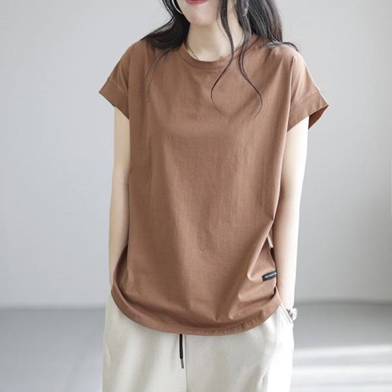 無地 Tシャツ シンプル優美なラウンドネック半袖