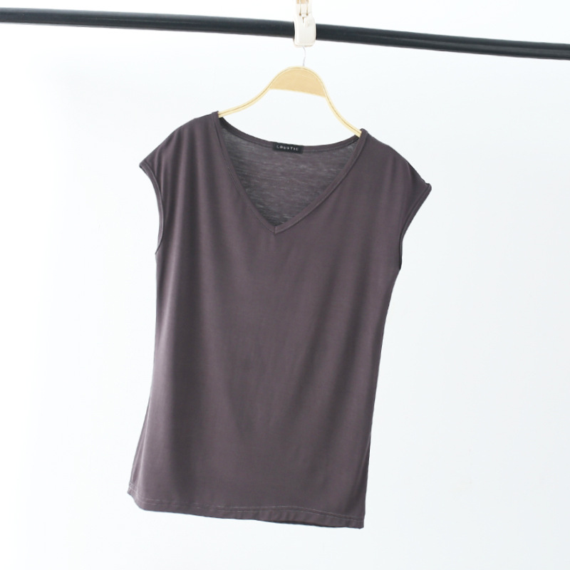 無地 Tシャツ フレンチスリーブ Vネック フィット