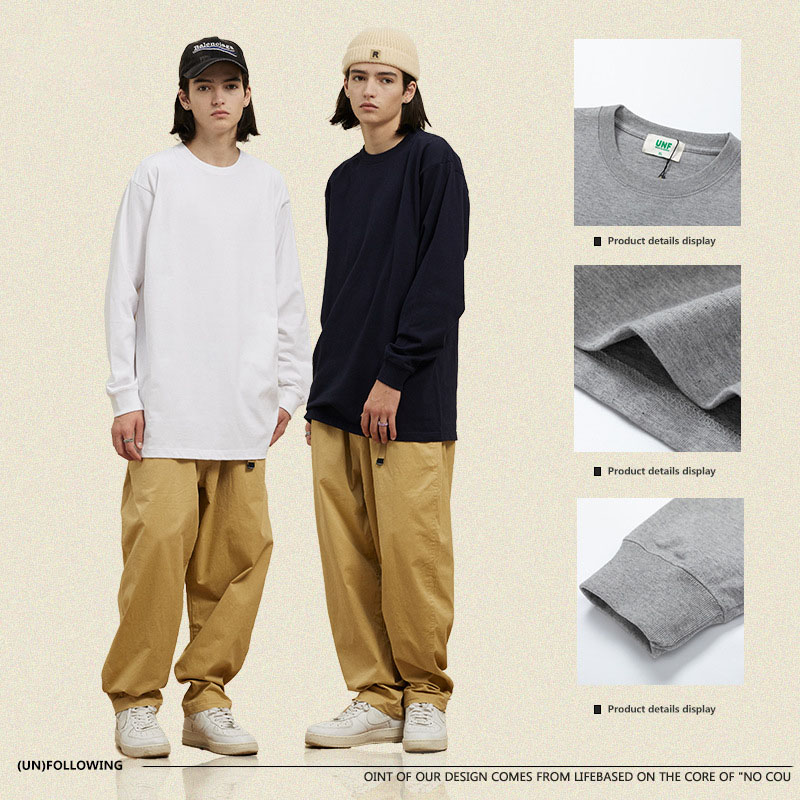 無地 Tシャツ 男女兼用無地長袖シャツ厚手綿素材秋冬用全4色