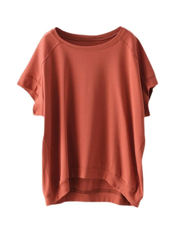 無地 Tシャツ 柔らか素材のリラックス半袖プルオーバー