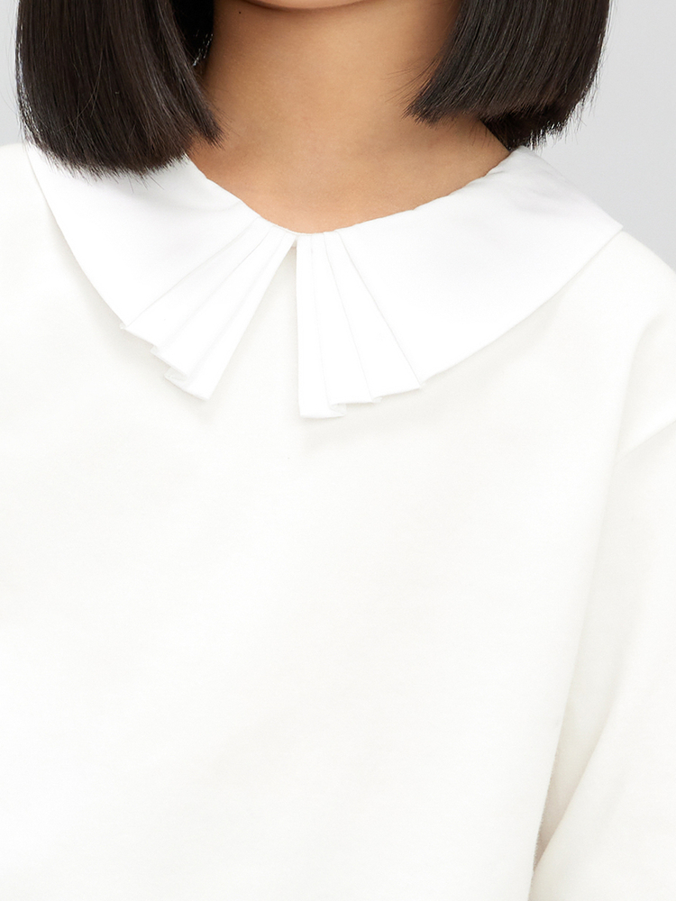 無地 Tシャツ キッズ  丸襟長袖ブラウス 子ども服