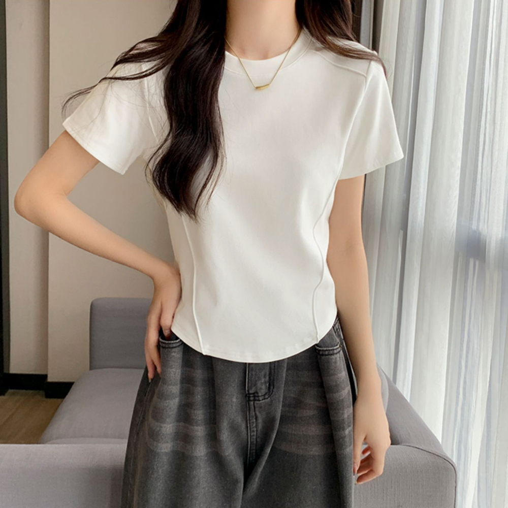 無地 Tシャツ 無地丸首半袖Tシャツ レディース クルーネック