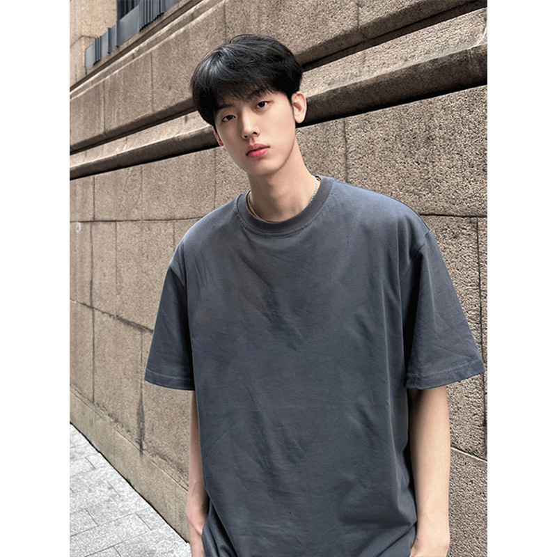 無地 シャツ シンプル デザイン ゆったり シルエット 半袖シャツ