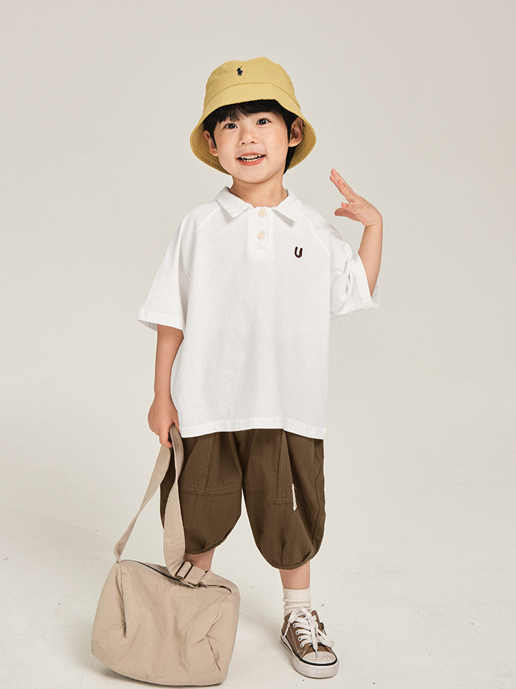 無地 Tシャツ 子供用シンプル襟付きポロシャツ