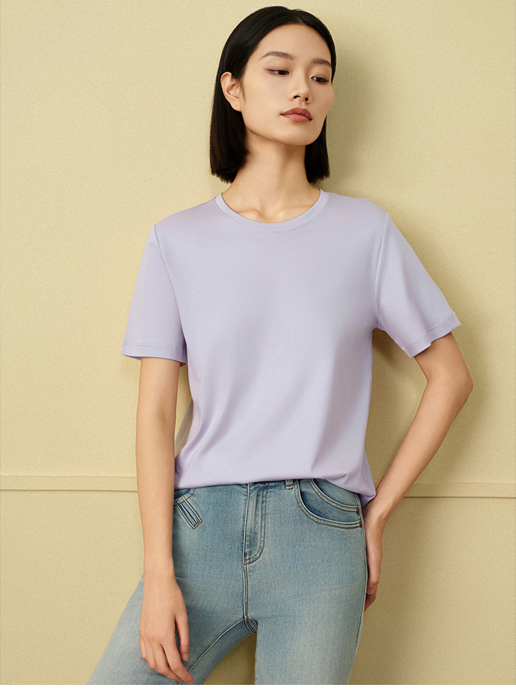 無地 Tシャツ レディース すっきりシルエット 上質素材 快適無地半袖