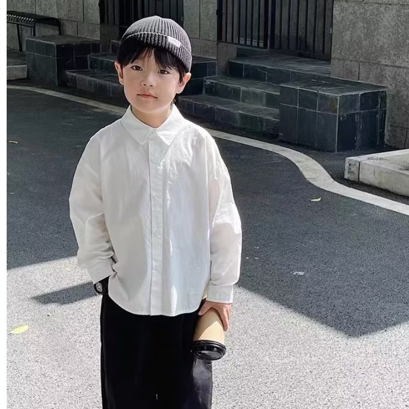 無地シャツ キッズ 子供向け快適シンプル無地長袖シャツ