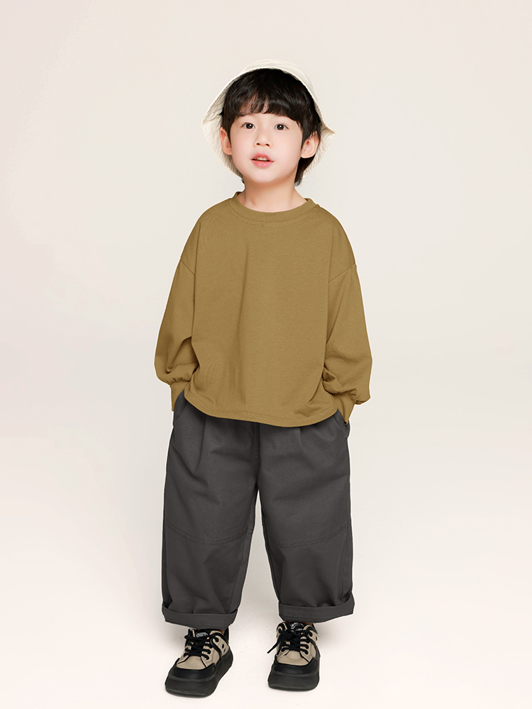無地 Tシャツ ゆったりシルエット子ども長袖無地Tシャツ