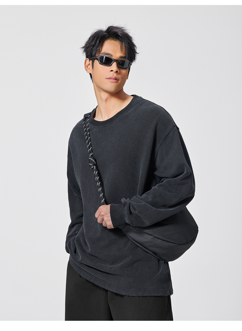 無地 シャツ クラシックシルエット ワイドクルーネック スウェット