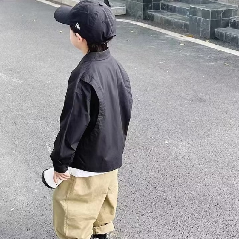 無地シャツ キッズ 子供向け快適シンプル無地長袖シャツ