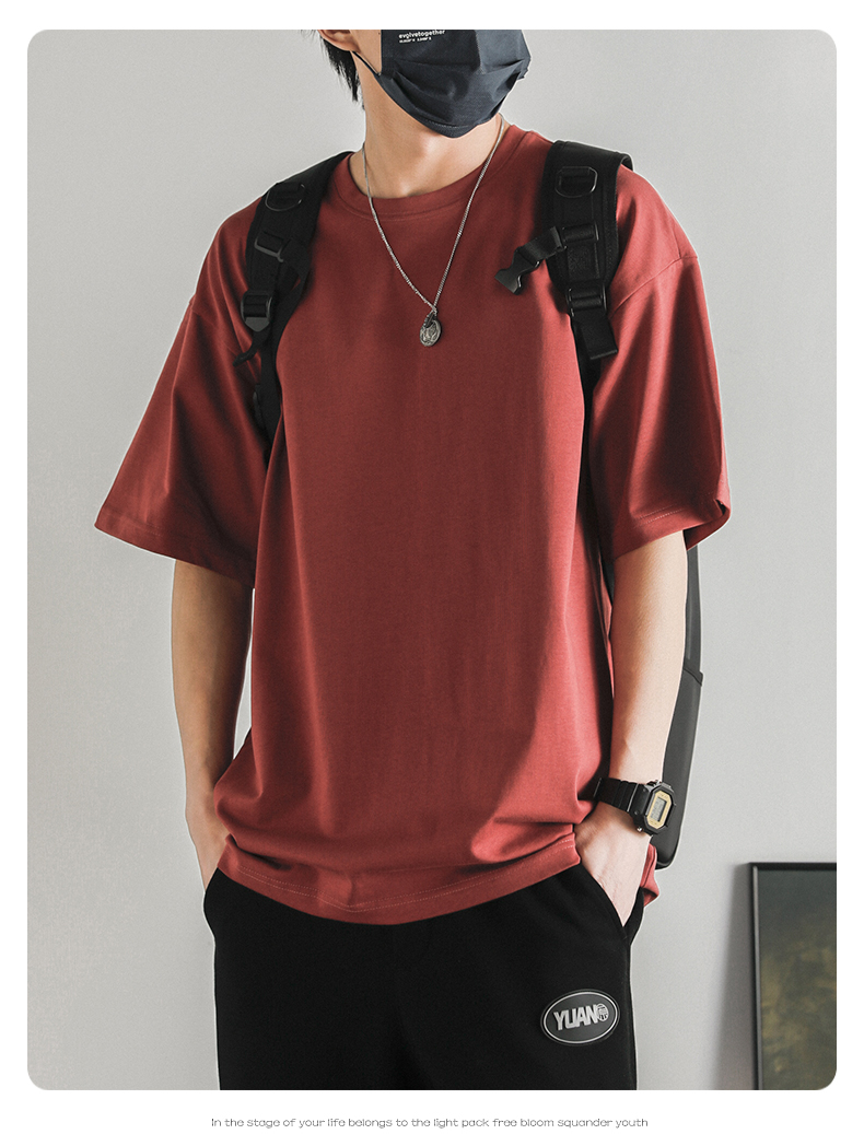 無地 Tシャツ シンプル無地ゆったりシルエット半袖Tシャツ