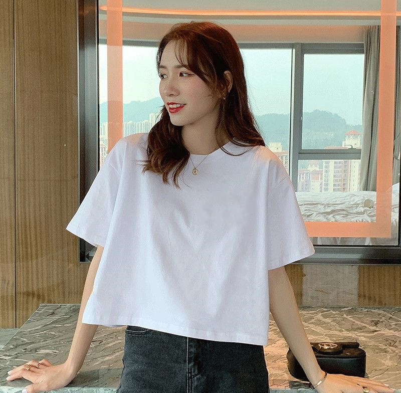 無地 Tシャツ なめらか素材 ゆったり半袖Tシャツ