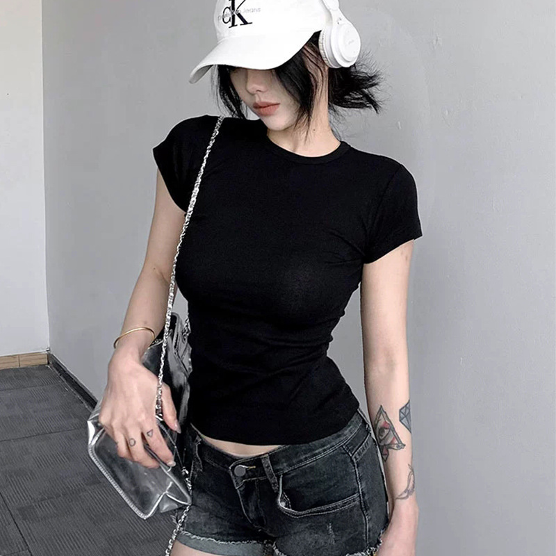 無地 Tシャツ シンプル美シルエット フィット半袖
