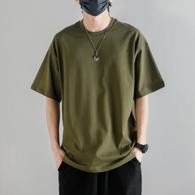 無地 Tシャツ シンプル無地ゆったりシルエット半袖Tシャツ