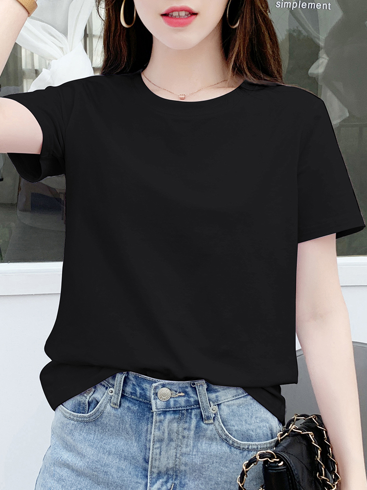 無地 Tシャツ 無地 Tシャツ シンプル丸首ベーシック半袖Tシャツ