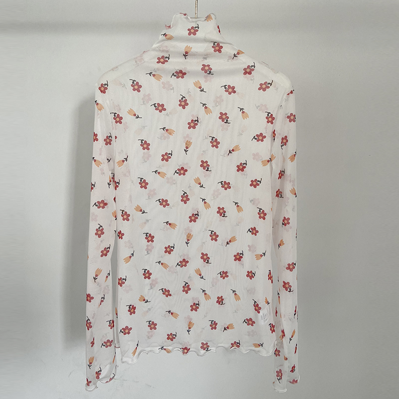 無地 Tシャツ フリルネック 上質無地長袖カットソー