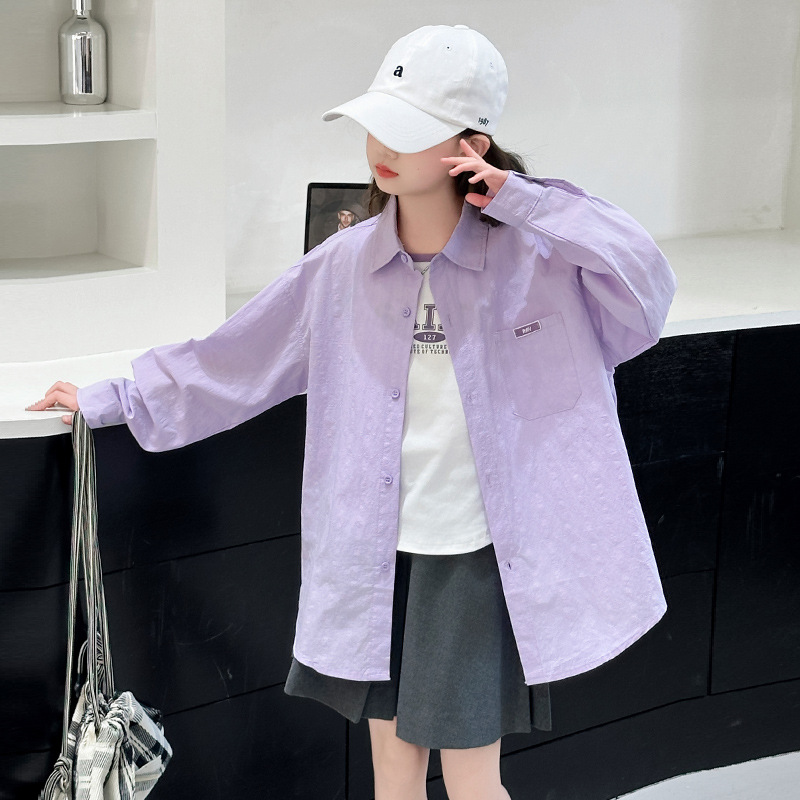 無地シャツ キッズ 子供用カジュアル長袖シャツ