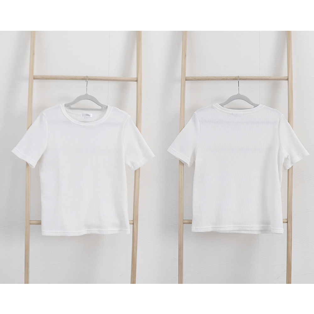 無地 Tシャツ レディース半袖ワッフル生地無地Tシャツ