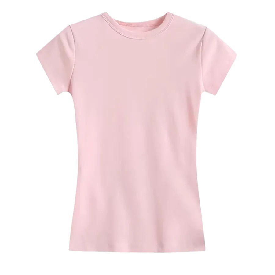 無地 Tシャツ すっきりシルエット 丸首フィット半袖