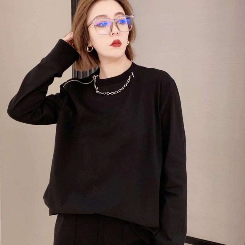無地 Tシャツ すっきり丸首 長袖無地カットソー