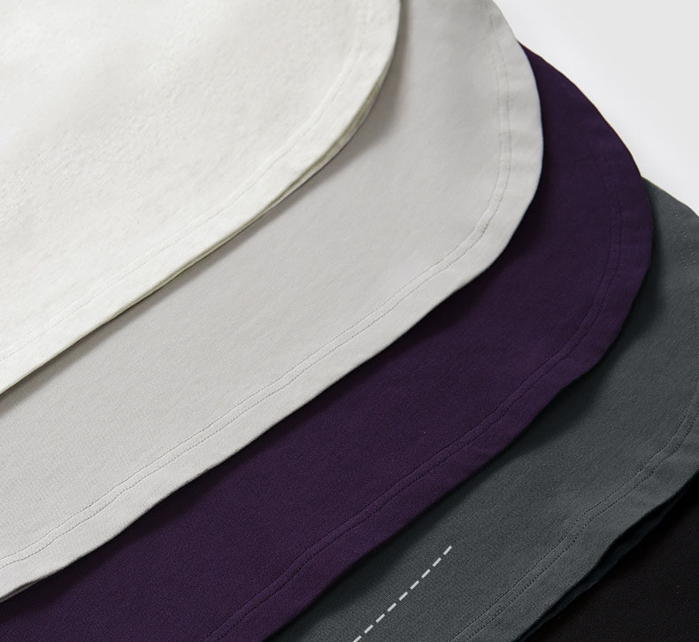 無地 Tシャツ 男女兼用 裾ラウンド 無地長袖シャツ