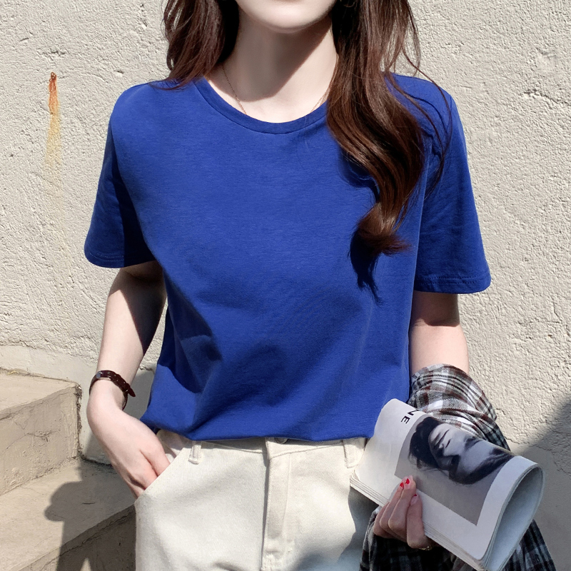 無地 Tシャツ 無地 Tシャツ シンプル丸首ベーシック半袖Tシャツ