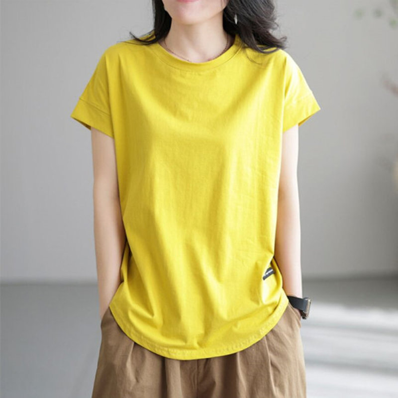 無地 Tシャツ シンプル優美なラウンドネック半袖