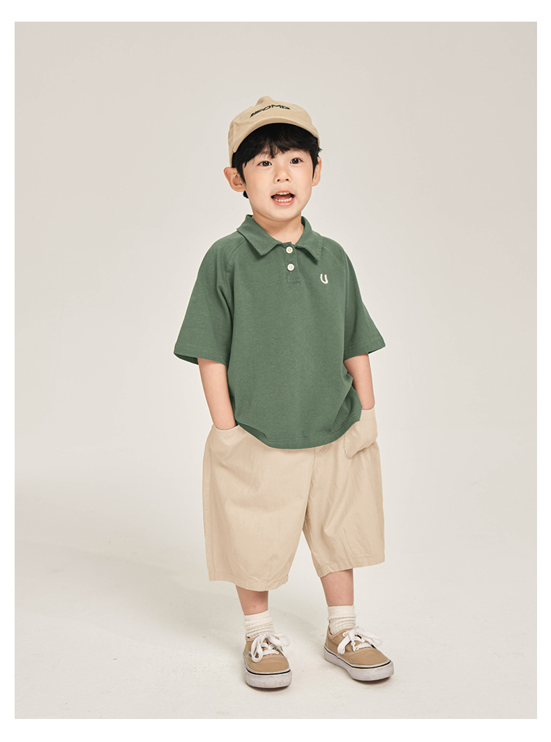 無地 Tシャツ 子供用シンプル襟付きポロシャツ