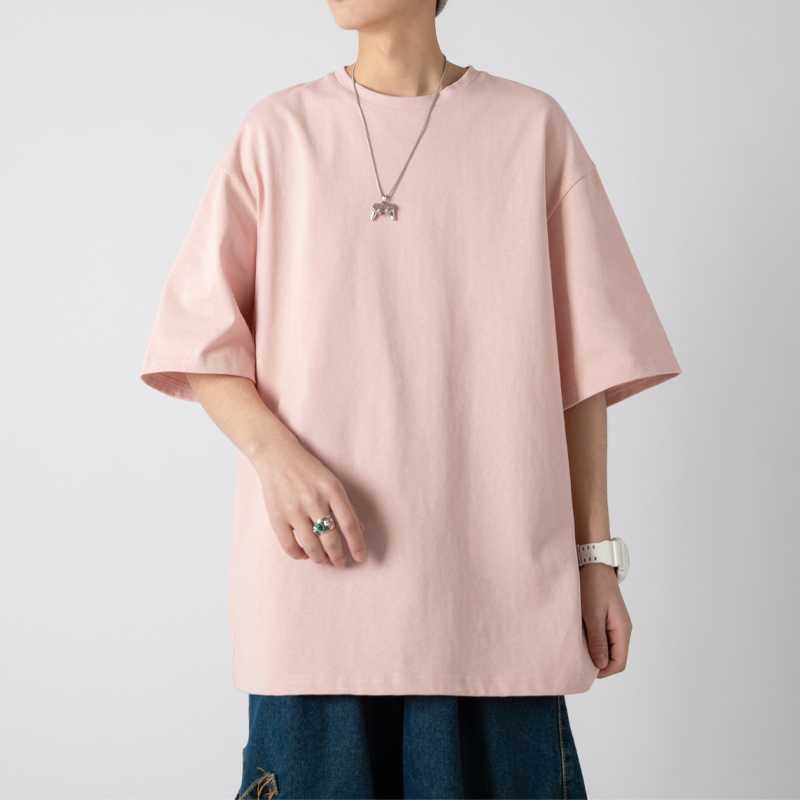 無地 Tシャツ シンプル無地ゆったりシルエット半袖Tシャツ