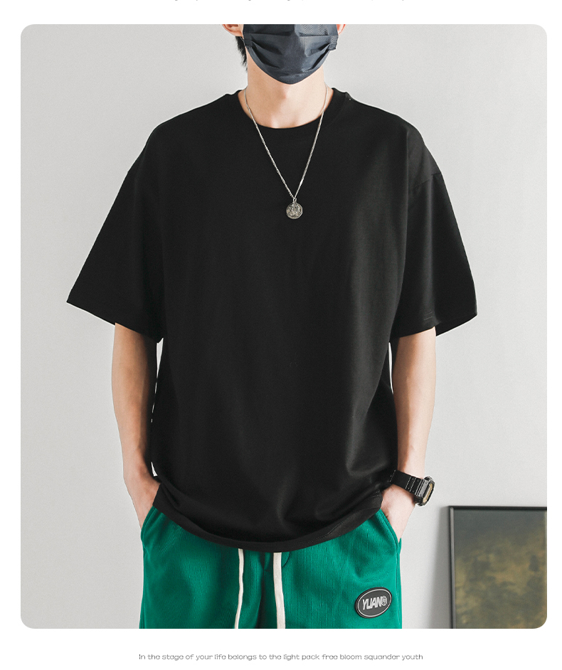 無地 Tシャツ シンプル無地ゆったりシルエット半袖Tシャツ